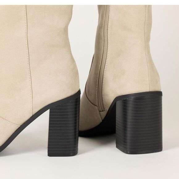 The Drop ‘Cassandra’ Knee-High cream colored microsuede Western Boot, NEW w/ tag - Picture 4 of 10